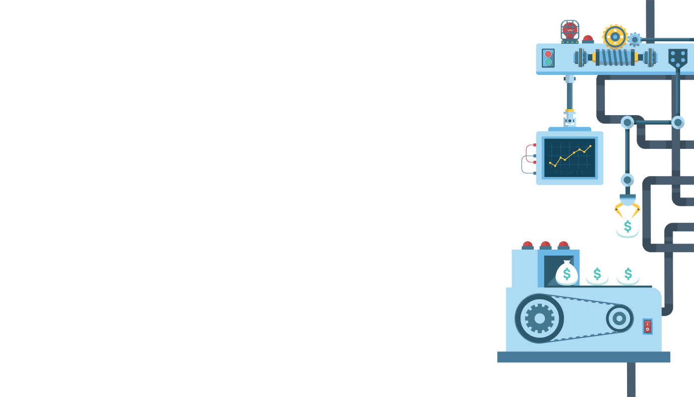 illustration of a production pipe producing more pills