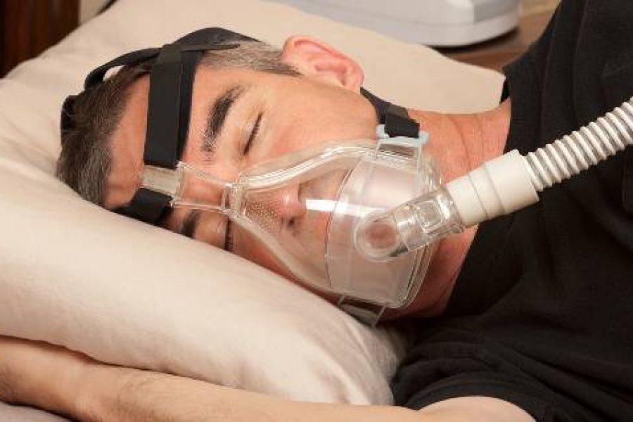 Patient using BiPAP machine