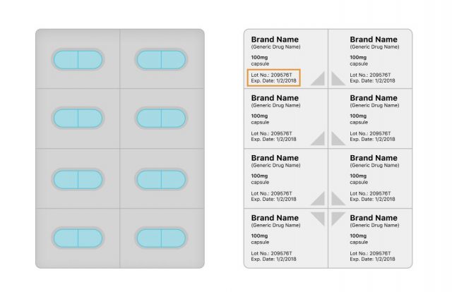 Where to find a lot number on a blister pack