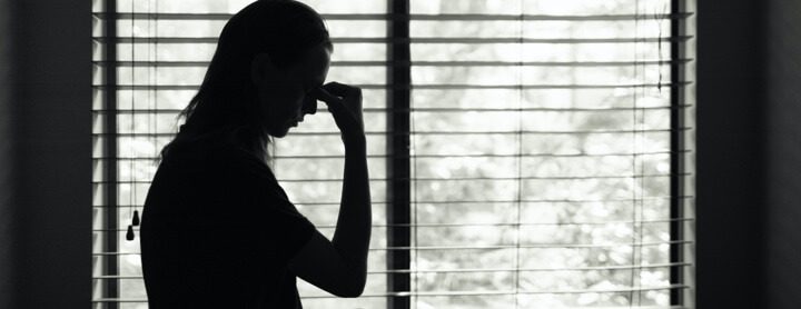 Woman distressed during quarantine