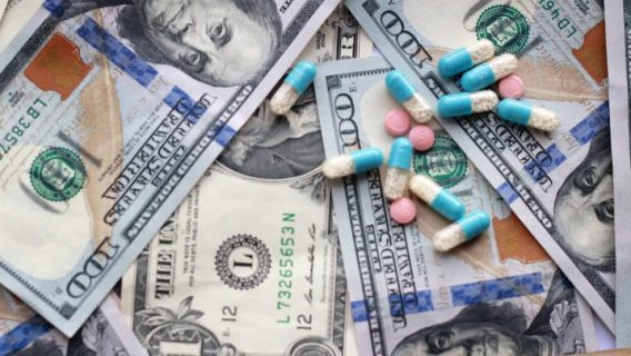 prescription pills on money