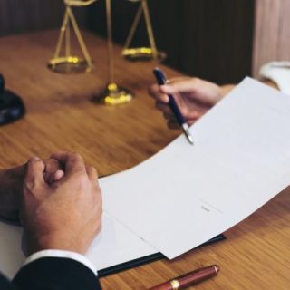 Judge looking over document