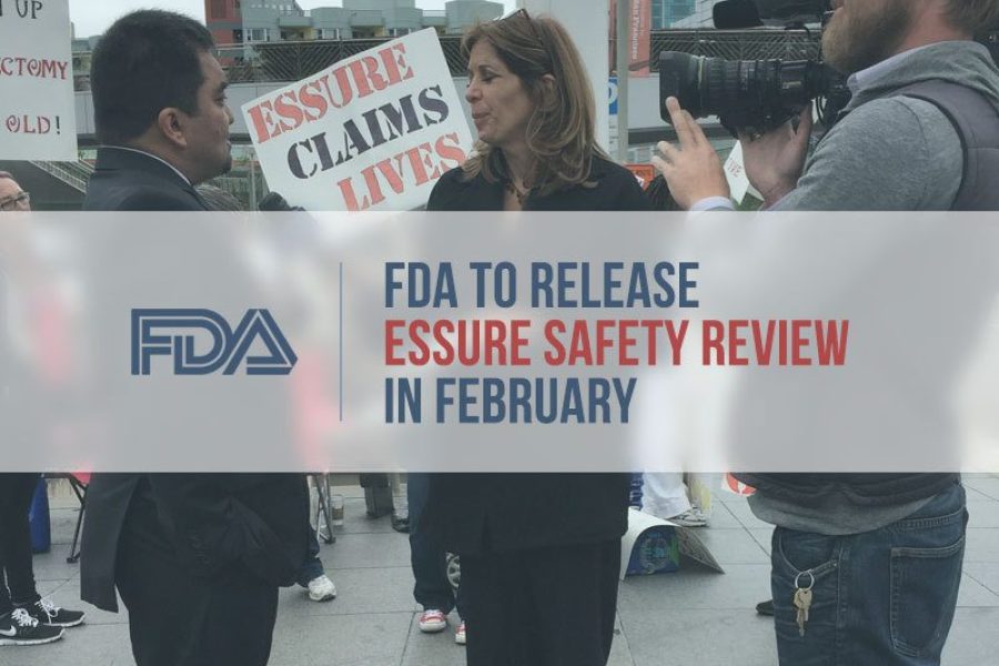 Woman being interviewed by a news outlet at an Essure rally