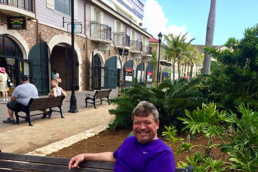 Harvey Kerby sitting on bench