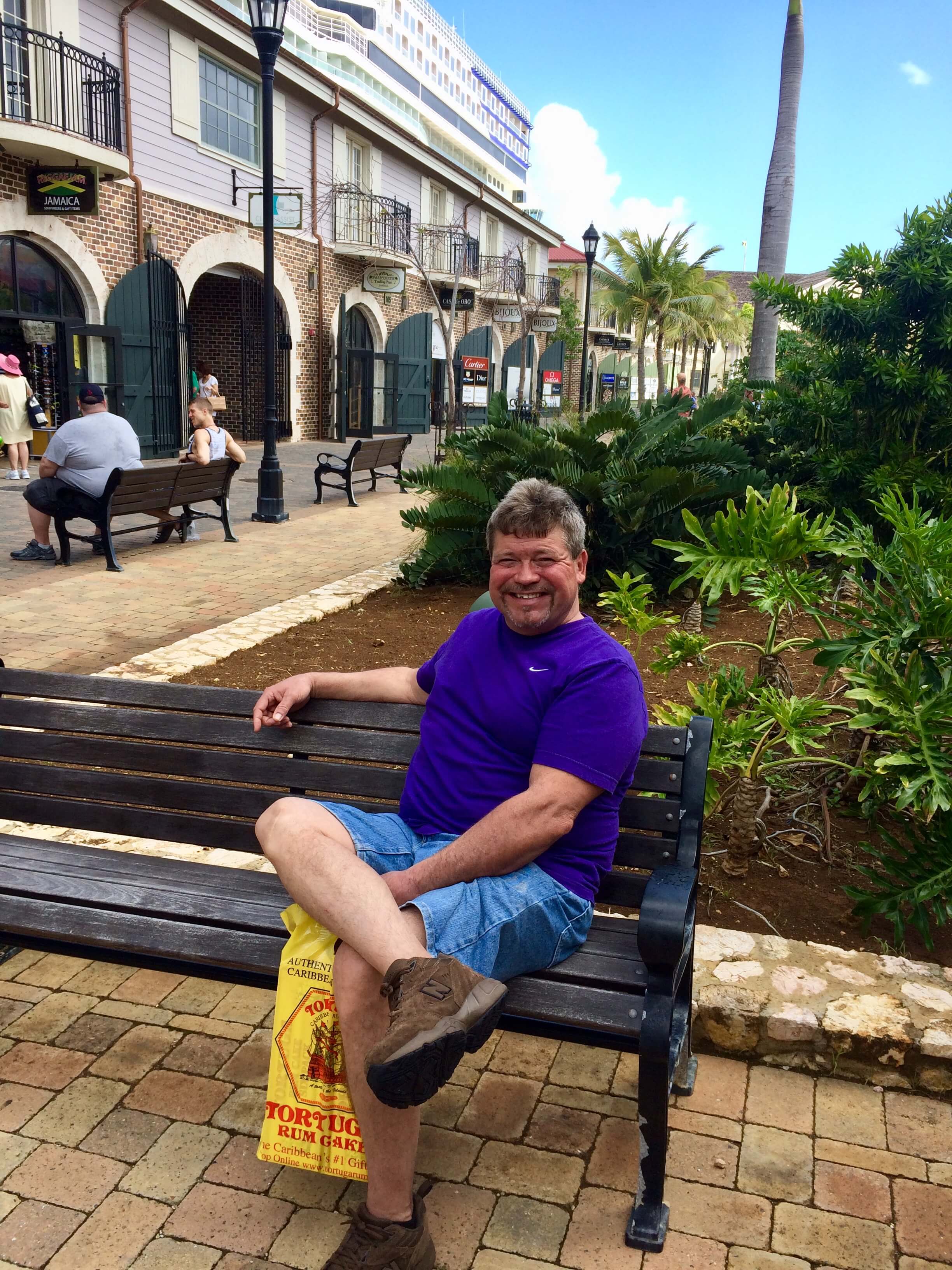 Harvey Kerby sitting on bench