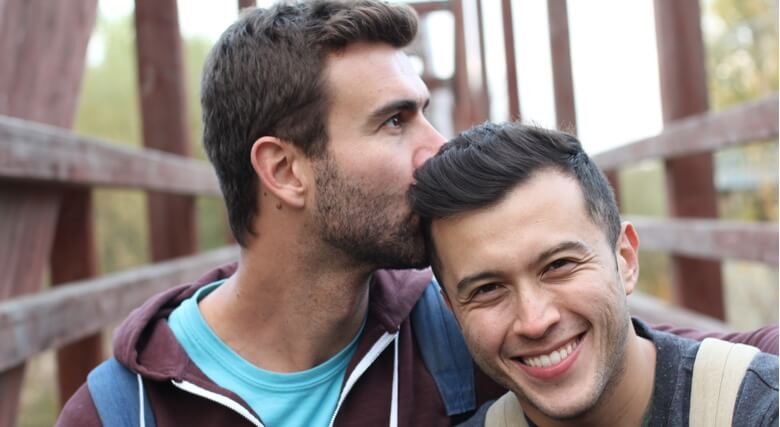 Gay couple enjoying a hike