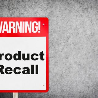 Warning sign that says Product Recall