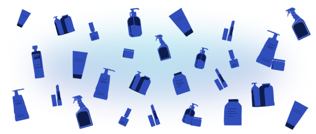 Illustrated images of potentially toxic cosmetic products.