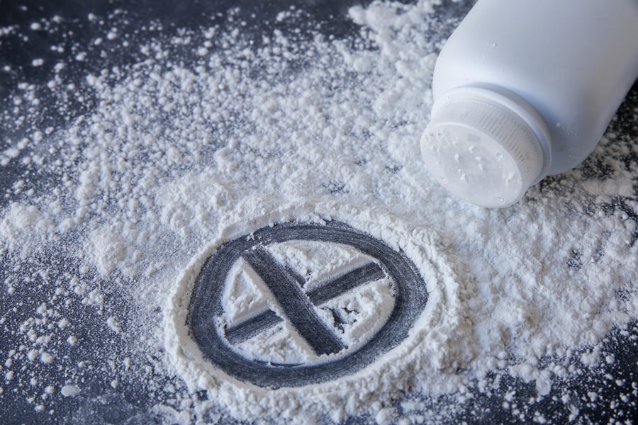 Talcum powder with cross sign