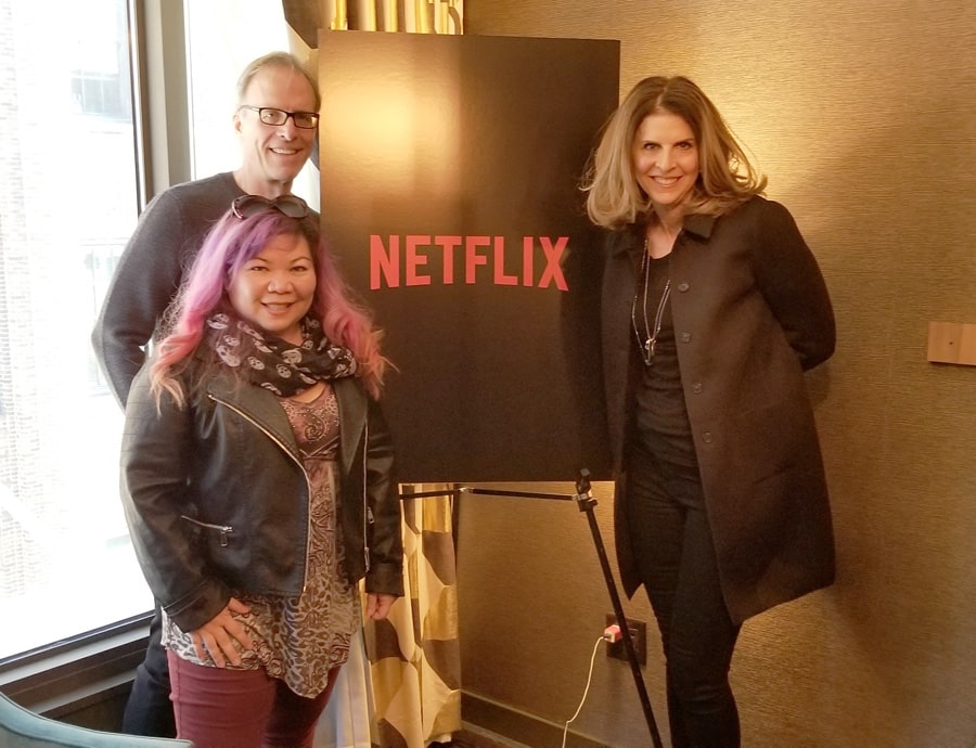 Kirby Dick, Michelle Llamas and Amy Ziering at the Roxy Hotel Tribeca in New York City. The Bleeding Edge premiered at the Tribeca Film Festival in April 2018.