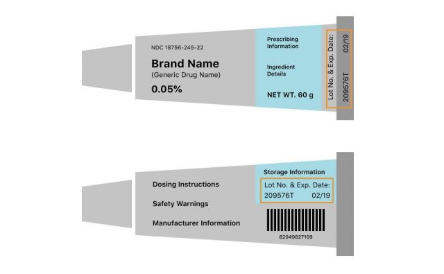 Where to find a lot number on a tube medication