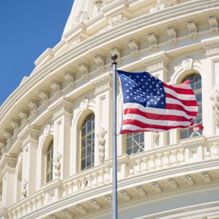 U.S. Capitol exterior with flag