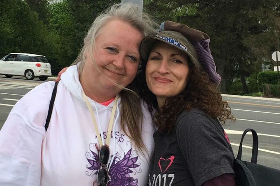 Angie Firmalino and Lesley Pierce of ASHES at an Essure rally