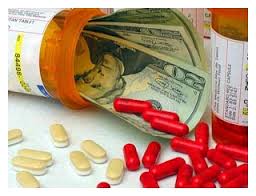 cash-bottle-of-pills Prescription bottle with twenties and pills