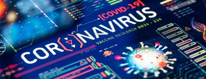 Screen with coronavirus (COVID-19) laboratory research