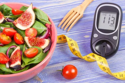 Salad bowl next to a glucometer