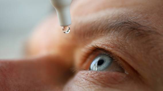 Eye drops going into eye