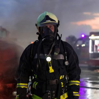 Firefighter using turnout gear