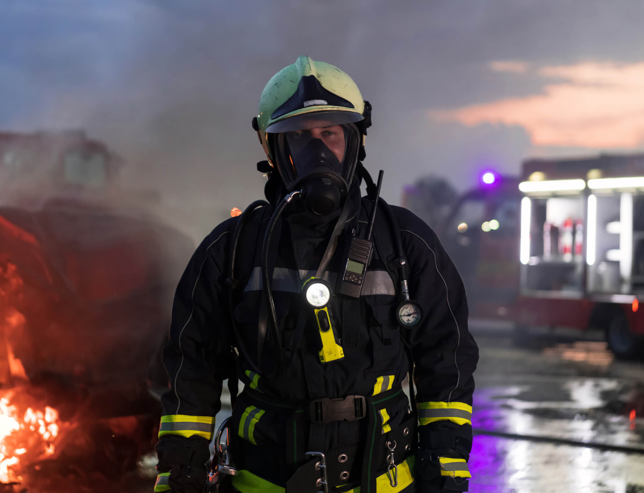 Firefighter using turnout gear