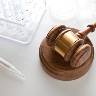 Gavel and lab equipment