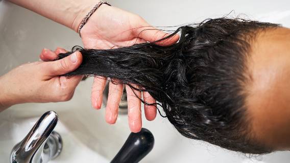 Hair treatment in salon