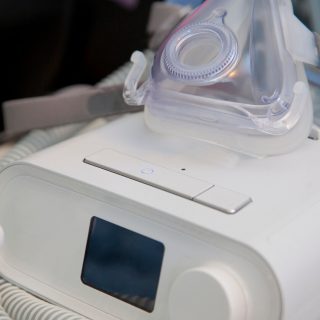 a CPAP machine with breathing mask