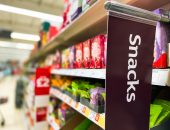 Grocery store snack aisle.