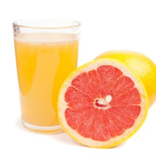 Grapefruit and a cup of juice