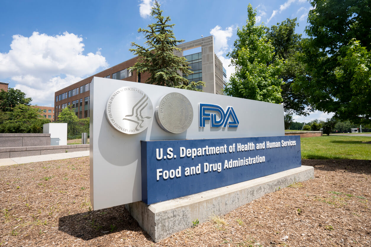 FDA logo outside of a building.