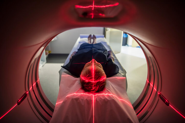 Person laying down while getting an MRI