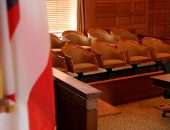 Jury seats in a courtroom