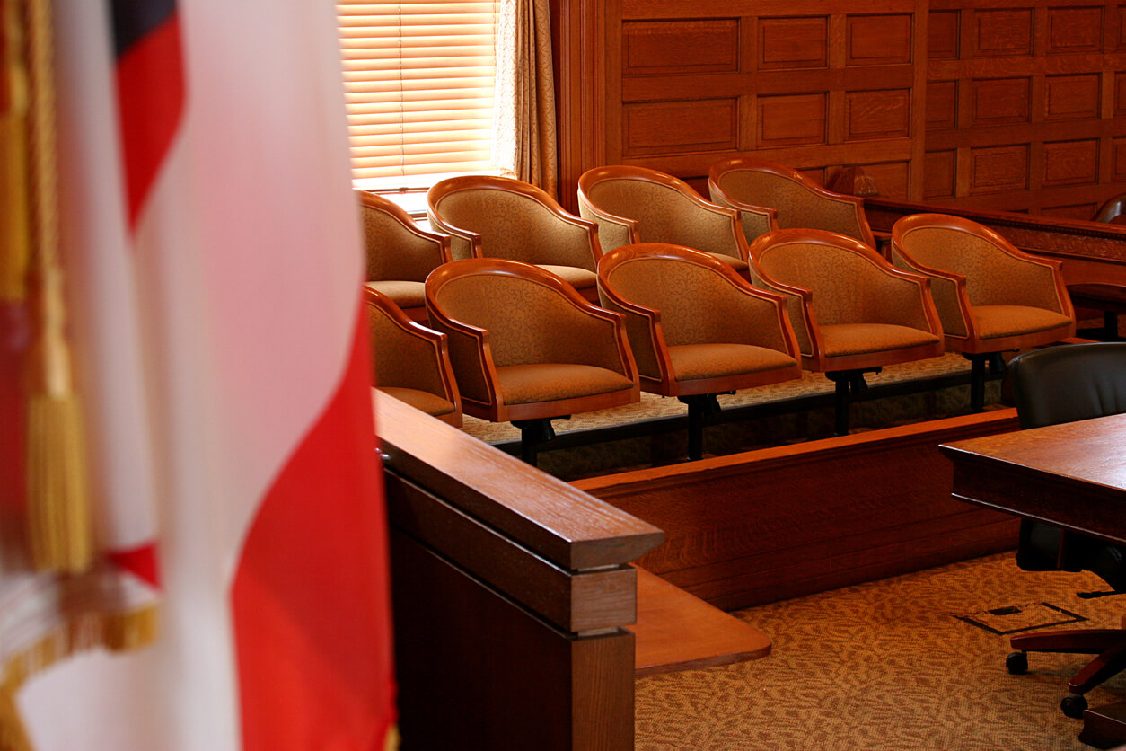 Jury seats in a courtroom