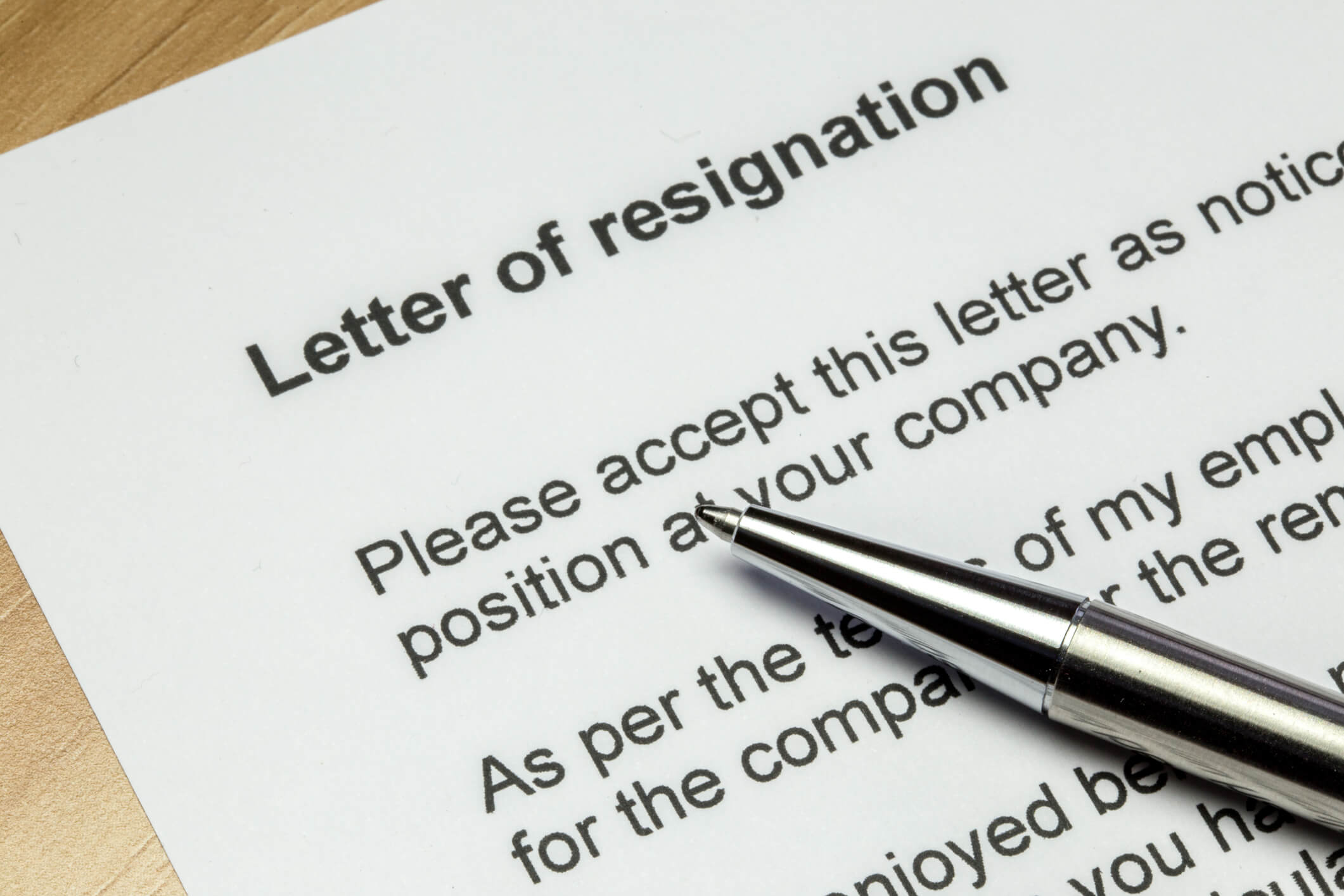 letter of resignation