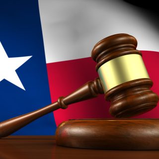 Texas flag with gavel
