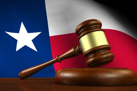 Texas flag with gavel