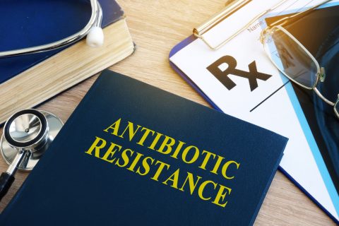 Medical book on antibiotic resistance bacteria