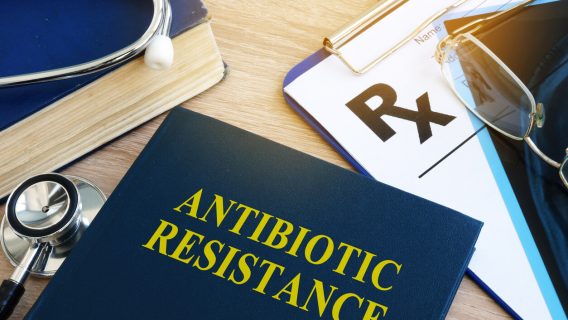 Medical book on antibiotic resistance bacteria