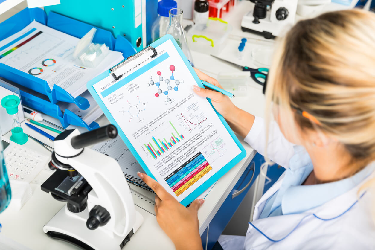 scientist checking drug results