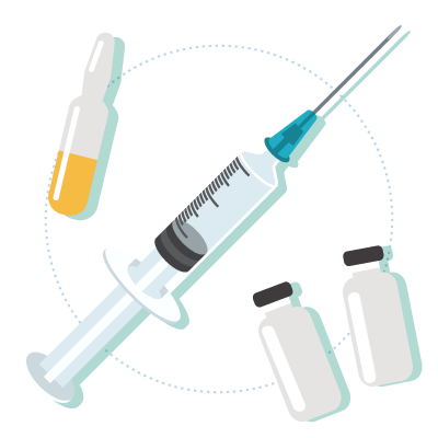 illustrations of injectables and vials