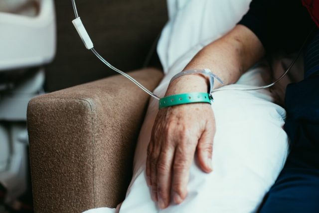 Patient getting an IV infusion