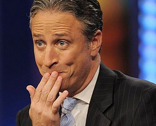Jon Stewart Criticizes Johnson & Johnson Jon Stewart of The Daily Show laughing