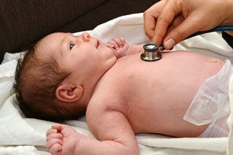 Baby with Stethoscope to Heart