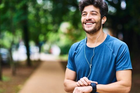healthy male running outdoors