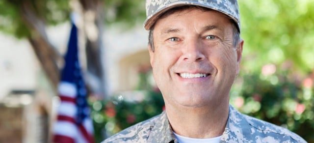 A veteran at a ceremony