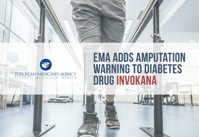 man with amputated leg. text reads: EMA adds amputation warning to diabetes drug invokana.