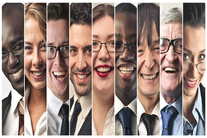Collage of individual diverse people