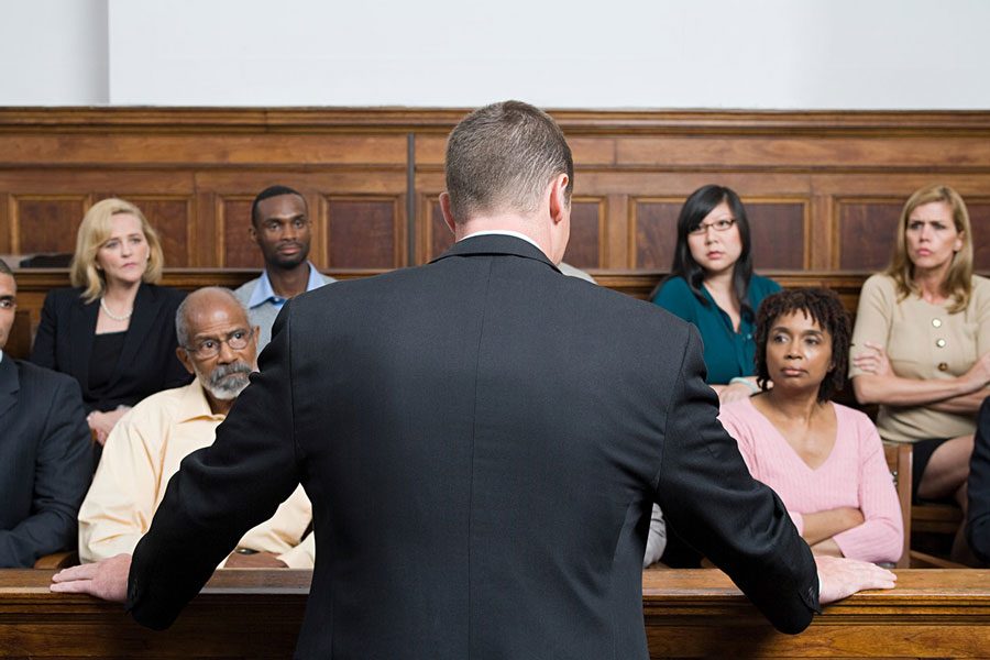lawyer speaking to a jury
