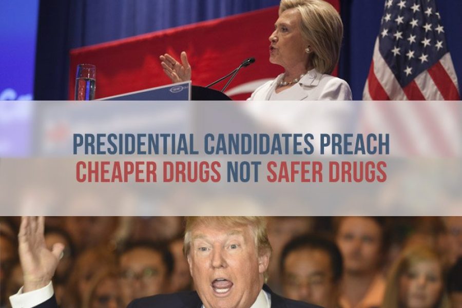 Hillary Clinton and Donald Trump giving speeches