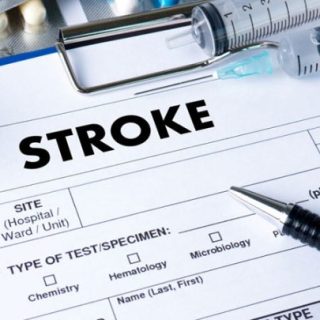 sheet of paper on a clipboard with stroke written at the top