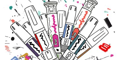 Sketch image of various medicines tied with a measuring tape.